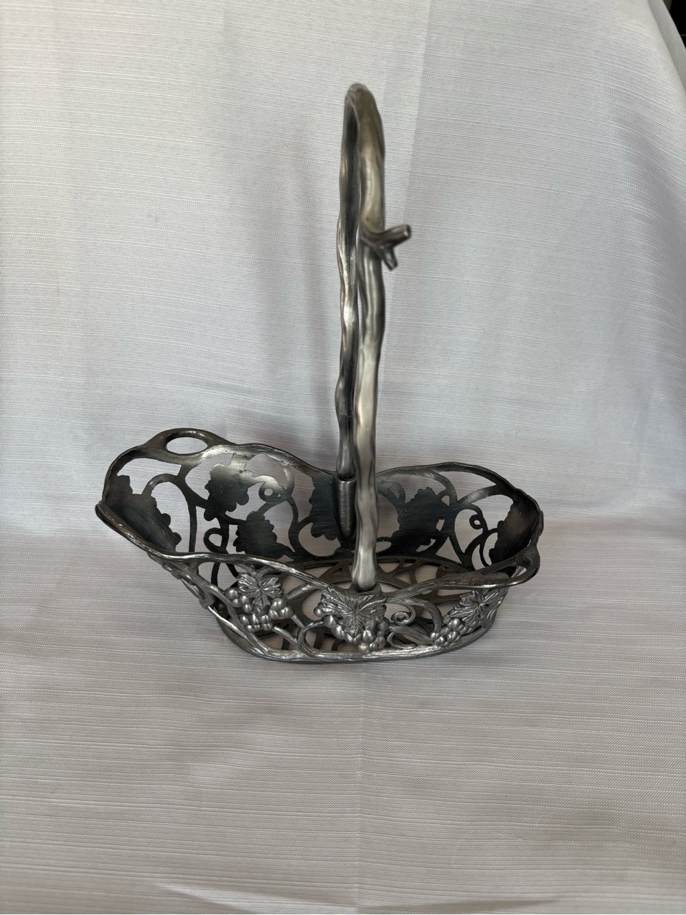 Vintage Decorative Metal Basket with Handle